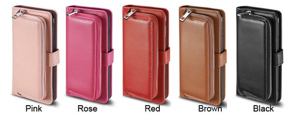 Cajas Corras de bolsas de billetera retro multifunción Tarjeta de bolsillo PU Cubierta de cuero PU para iPhone XS Max XR 8 7 Plus Samsung S9 S10 Plus