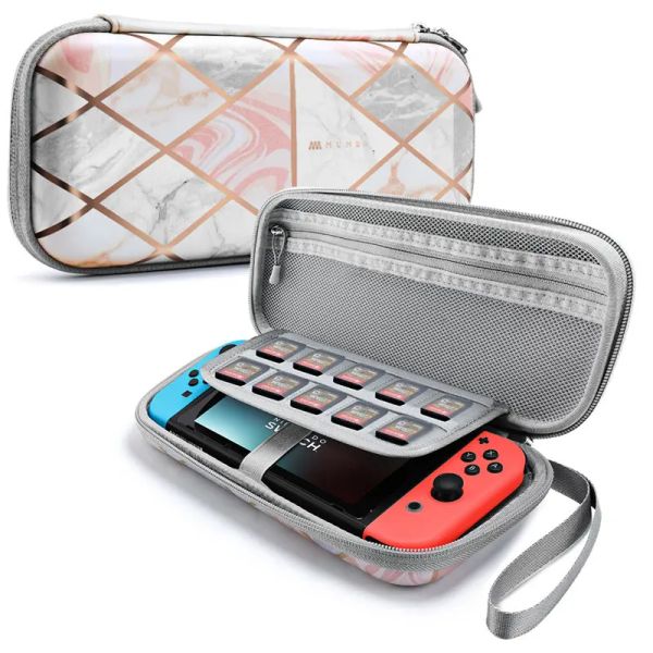 Estuches Mumba Deluxe Ulta Slim Hard Shell Estuche de viaje para Nintendo Switch con capacidad para 10 cartuchos de juego Pink Marble