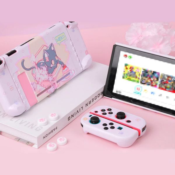 NEKO – coque de protection pour interrupteur chat mignon, rose, coque rigide pour PC, boîtier pour Console de jeu NS, accessoires pour Nintendo Switch