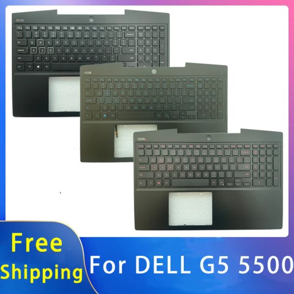 Cas nouveaux pour Dell G5 5500 Shell Remplacemen Accessoires d'ordinateur portable PalmRest / Clavier RVB / Blue Backlight Red 01RPF5 0TKJ8F 0T93MY