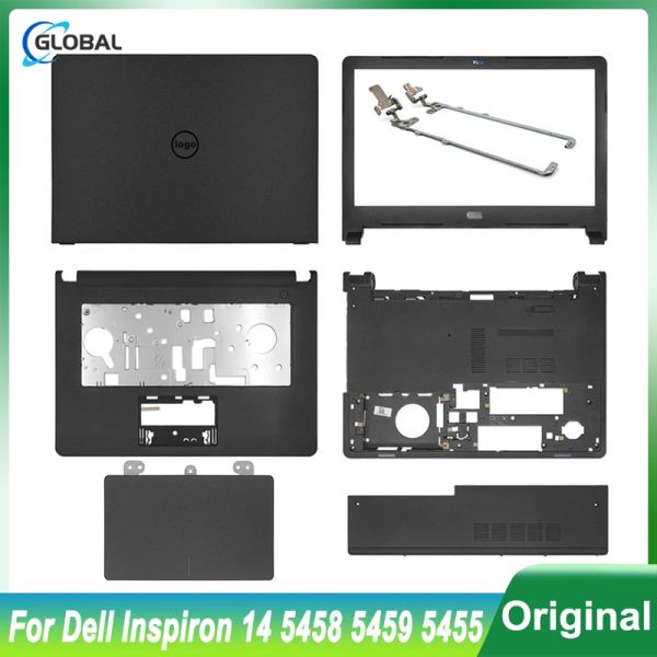 Casos NUEVO CASA DE LA PORPORADA PARA Dell Inspiron 14 5000 5458 5459 5455 LCD Cubierta trasera Bisel delantero Palmrest Bottom Door Housing No Touch