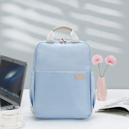 Cases Nieuwe Solid Color Dames Waterdicht Nylon Backpack Light 14 15 inch Laptop Simple School Bag voor tiener Girls Backpack