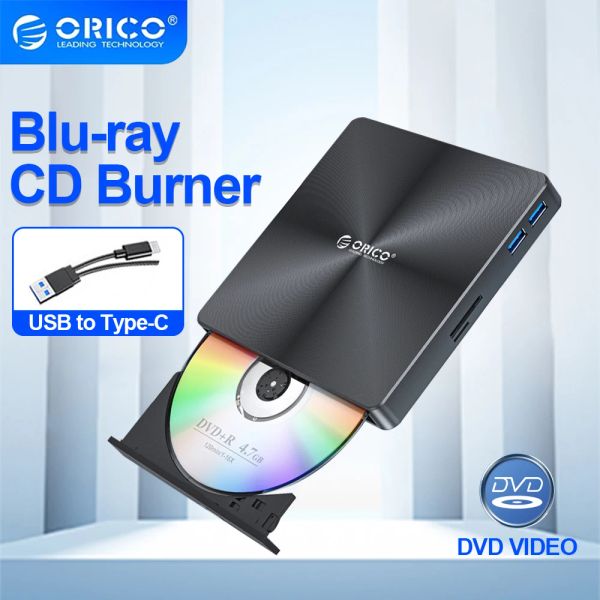 Casos ORICO 100GB BLURAY Portable BD Reproductor de CD CDROM Player CD Burner Escritor Lector para PC Windows Blu Ray Player 4K