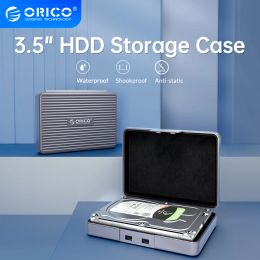 Cases Orico 5pcs 3,5 inch HDD -beveiligingsdoos Waterdicht 3,5 'HDD -opbergdoos Multidisk -opslag voor 3,5 harde schijf met labelontwerp