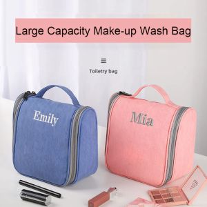 Caisses noms personnalisés Sac de maquillage portable pour le sac de toilette de voyage grande capacité Pocket Femme's Cosmetic Bag Organisateur