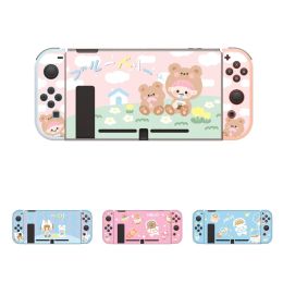 Rose mignon ours fille étui pour Nintendo Switch couverture Kawaii coréen doux Tpu coque complète Funda commutateur accessoires Console de protection