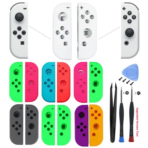 Kit de reparación de repuesto de plástico, carcasa de carcasa DIY para controlador JoyCon de Nintendo Switch con destornillador, herramienta abierta