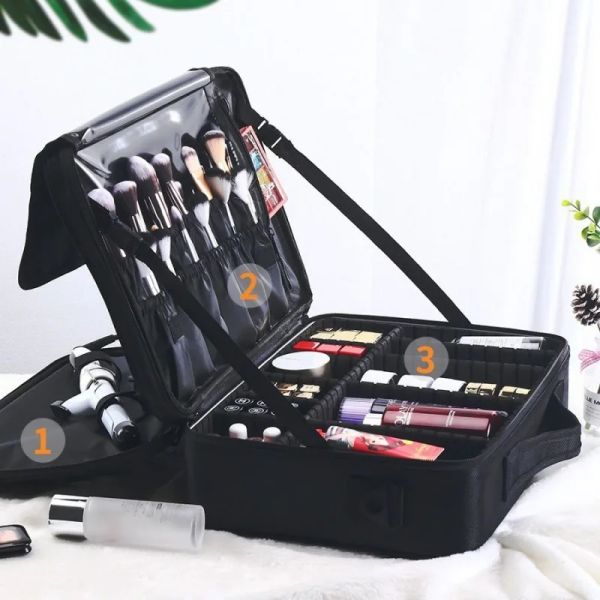 Cas Sac de maquillage professionnel Femmes Cosmetic Sac lavage Toitrage Maquilleur Organisateur de rangement Kit de voyage Sac Multifonction Bag du sac pour dames