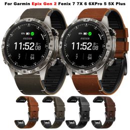 Étuis à ajustement rapide 22 26mm bracelet de montre pour Garmin Fenix 7 7X Por 6 6X Pro 5X 5Plus 3HR 935 965 265 bracelet en cuir véritable et Silicone