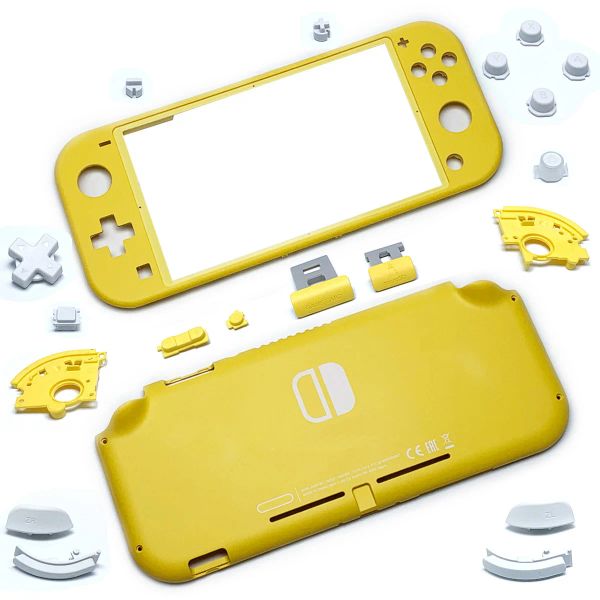 Carcasas de plástico de repuesto, carcasa con botones para consola Nintendo Switch Lite, cubierta frontal y trasera, color amarillo