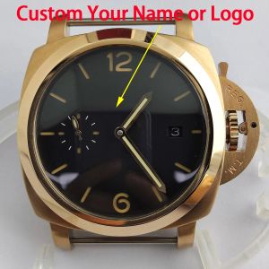 Cases Rose Gold Case 42mm Watch Case Seagull ST2555 Movement Automatic Watch Case Men's Watch Dial Custom Logo Watch vervangingsonderdelen