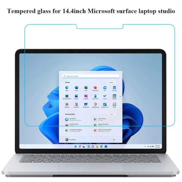 Cas Protecteur d'écran pour 14,4 pouces Microsoft Surface Ordinter Studio 2022 HD 9H 0,3 mm Film de protection en verre trempé transparent
