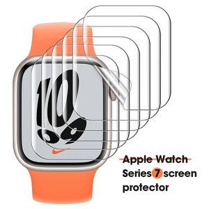 Estuches Protector de pantalla para Apple Watch Series 7 41mm 45mm, TPU HD Transparente, Anti-Scratch, Sin Burbuja, Reloj Accesorios