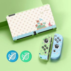 Fundas protectoras suaves y bonitas para Nintendo Switch OLED 2021, accesorios de funda de silicona acoplable con agarre para pulgar gratuito