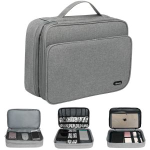 Études Organisateur d'accessoires électroniques à trois couches, sac de rangement avec sac de gadget de câble Sac de transport imperméable pour iPad 11, disques durs