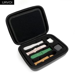 Caisses Portfolio de bande de montre Urvoi pour la bande de montre Apple Watch Band en fibre de carbone Nylon Box Sangle de rangement Affichage de la collection intérieure en velours