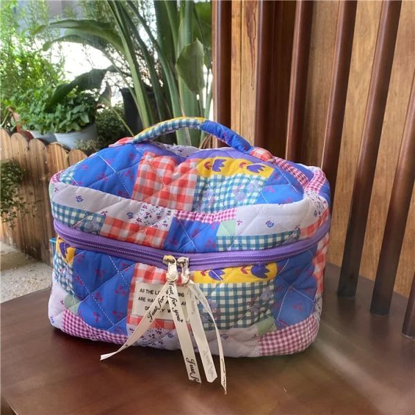 Caisses Vintage Femmes Sacs de cosmétique Sac de rangement de grande capacité Sac de rangement de voyage décontracté sacable sac de toilette épisser les sacs à main