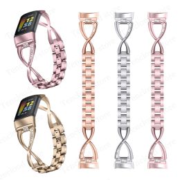 Étuis pour femmes, Bracelet pour Fitbit Charge 5 Charge5, bande métallique pour Fitbit Charge 5, Bracelet en diamant, boucle réglable, accessoires de montre