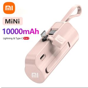 Cas Xiaomi Banque d'alimentation d'origine 10000mAh intégrée dans le câble Mini Powerbank Batterie externe Portable Chargeur portable pour iPhone Samsung Xiaomi