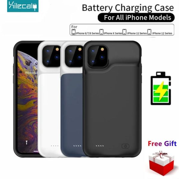 Caisses Case de batterie XileCalie pour iPhone 15 Pro Max 13 14 Pro 12 Mini Power Bank Charging Candin Couverture pour iPhone XS Max XR 6S 7 8 Plus