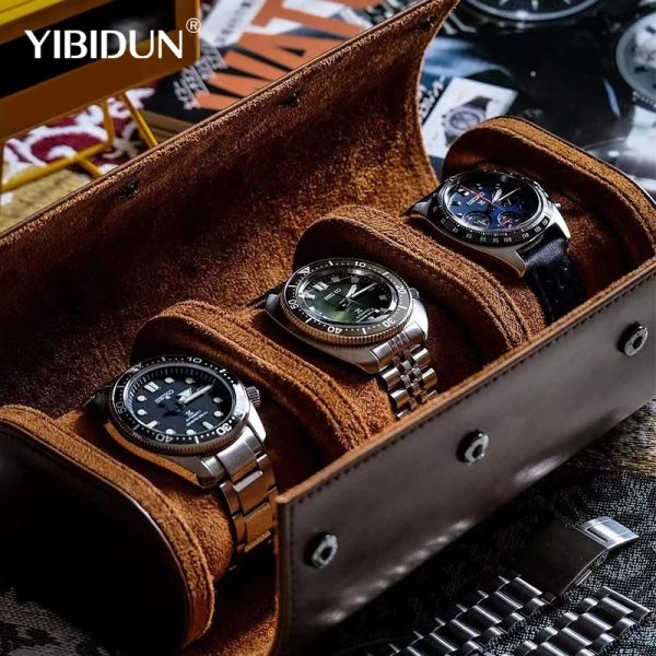 Caisses Sac de montre Yibidun 1 2 3 emplacements Luxury Microfibre peau en cuir montre la montre de randonnée de rangement