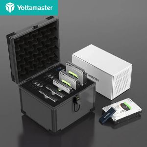 Cases Yottamaster 14Bay harde schijfopslagbox 3.5 inch aluminium beschermende doos Mechanische harde schijfopslag doos mobiele opbergkast