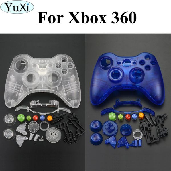 Estuches YuXi, pieza de repuesto, carcasa para controlador inalámbrico azul claro, parachoques, palos analógicos, botones de juego para Xbox 360