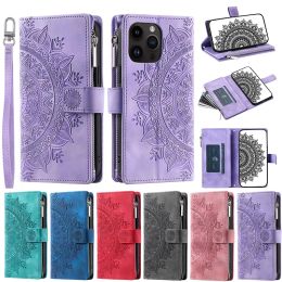 Cases Zipper Wallet Flip Case voor Samsung Galaxy Note 10 Plus S23 Ultra S22 Plus S21 FE S20 S10 S9 S8 Note 20 9 Multi Card Slots Cover