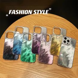 Luxe kleurrijke gradiënt telefoonhoesjes iPhone 15 Promax 14 12 13 Pro max 12Pro 13Pro 14plus Mode veren cover heren en dames anti-drop schelpen