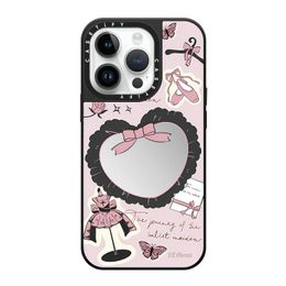 Casetify Case de téléphone Mirror Bow Cat Swan mignon Love Heart Bear Shockproof Phone Case pour iPhone 11 12 13 14 15 Plus Pro Max Soft TPU Protective Phone Cover pour les filles