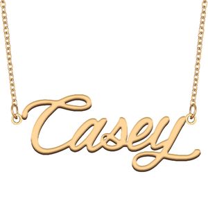 Casey Aangepaste naamketting Gepersonaliseerde hanger voor mannen Jongens Verjaardagscadeau Beste vrienden Sieraden 18k verguld roestvrij staal