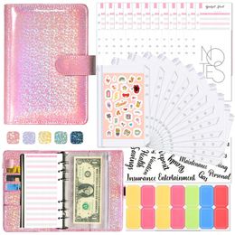 Livre de caisse budgétaire Budget Planner Notebook Couvercle Folder A6 Taille 6 Trou Pocket Plastique Zipper Money Enveloppe 240517