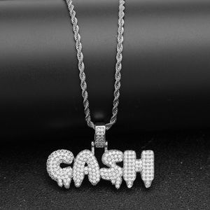 Cash Letter Hanger Ketting Mens Hip Hop Sieraden Hoge Kwaliteit Goud Zilver Rapper Mode Kettingen