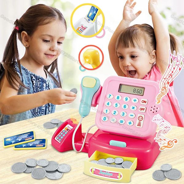 Caisse enregistreuse pour enfants semblant jouer supermarché électronique maison jouets éclairage effets sonores jouet enfant anniversaire 231228