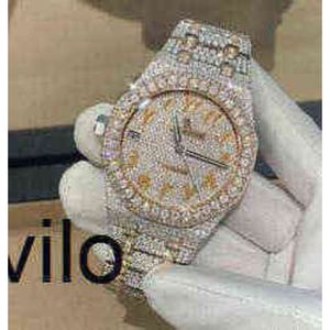 CASHJIN Icedout montre hommes montre-bracelet de luxe Bling glacé VVS Moissanit diamant W534FP4X7J5MC