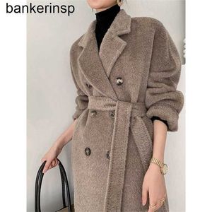 Abrigo de cachemira Maxmaras Labbro Coat 101801 Pure Wool Suli Alpaca cashmere mujer medio y largo albaca invierno lana espesa2NHH