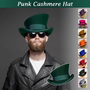 Chapeau en cachemire casquette magique haut asymétrique laine femmes hommes Steam Punk fête mode ruban hommes bois Costume 240111