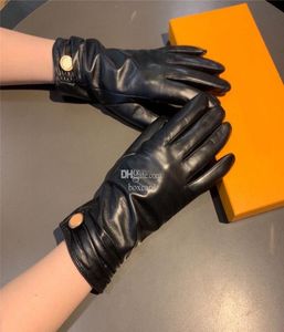 Guantes de cuero con forro de cachemira para mujer, manoplas gruesas de invierno con pantalla táctil, de piel de oveja, con Box2842336