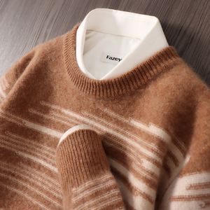 Kasjmier herensweaters Ronde hals Jeugdsweater Los, casual wollen breisel