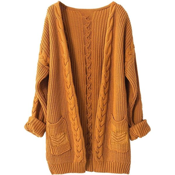 Pull en cachemire Femmes Laine Automne Hiver Épais Chaud Doux Tricot Câble Vintage Surdimensionné Long Cardigan Femmes Long Pull D'hiver LJ201112