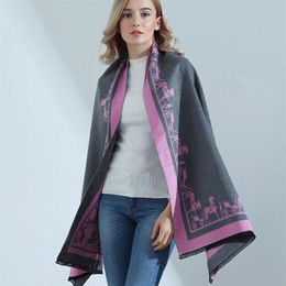 Cachemire Gland Femmes célébrité Automne Hiver cheval Classique marque de mode féminine conception de laine Épaissir chaud Doux Multifonction foulard317o