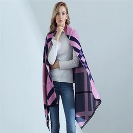 Cachemire femmes célébrité double face classique treillis marque de mode féminine conception de laine épaissir chaud doux multifonction gland scar245F