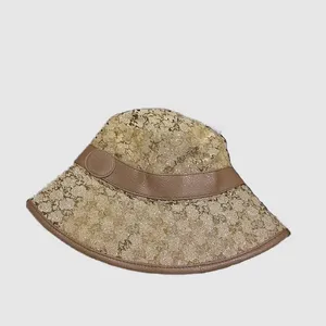 Casquette seau chapeau nuances en plein air plage noir marron cuir imprimé animal à lacets ajustement casquette concepteur lisse portable gorras solide chapeau d'été plaqué or ga0133 C4