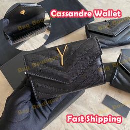 Cassandre Purse Wallet 10a Calidad para mujeres 2024 Desginador nuevo Desginer Soportista de cartas de cartera pequeña portafoglio Long Zippy Luxurys Genuine Leather Mini Moned Paltes