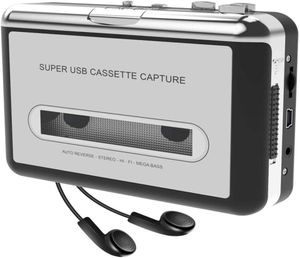 Cassettespeler, draagbare tapespeler vangt mp3 o muziek via USB of batterij, converteer walkman tape cassette naar mp3 met laptop en PC8077743