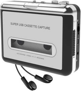 Cassettespeler, draagbare cassettespeler legt MP3 of muziek vast via USB of batterij, converteert Walkman-tapecassette naar MP3 met laptop en PC7255056