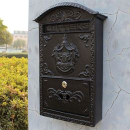 Boîte aux lettres en fonte d'aluminium, décoration de jardin, garniture en relief, boîte aux lettres en métal, cour, patio, pelouse, mur orné extérieur290s