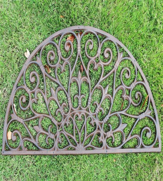 Porte-fer en fonte demi-rond MAT antique décorative métal mat brun vintage jardin jardin patio grasses artisanat 5341536