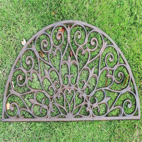 Felpudo de hierro fundido, tapete de puerta semicircular, tapete de Metal decorativo antiguo, marrón, Vintage, hogar, jardín, Patio, pastizales, ornamento, artesanías 268B