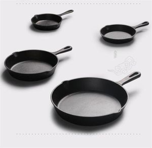 Gietijzer anti -aanbak 1426 cm koekenpan Friture Flat Pan Gas Induction Cooker Iron Pot Eier Pannen Pannen Keuken Dineren Gereedschap kookgereedschap9378187